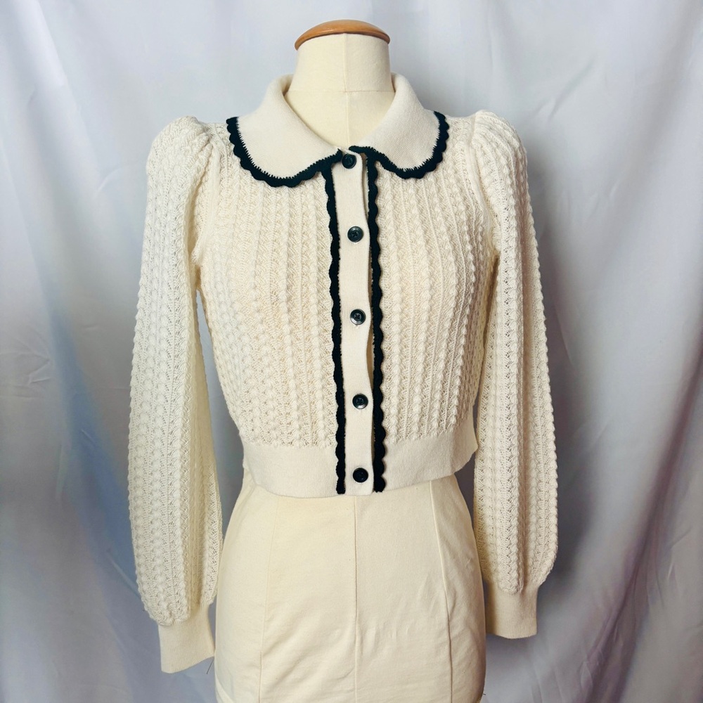 Alice + Olivia Cream and Black Cardigan